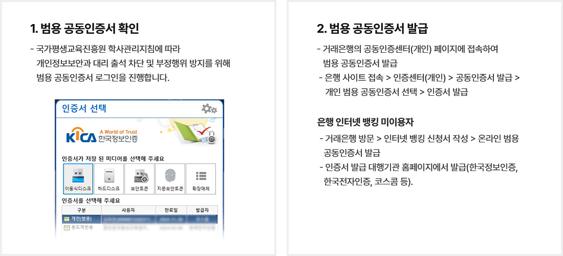 범용 공동인증서 준비 과정 이미지