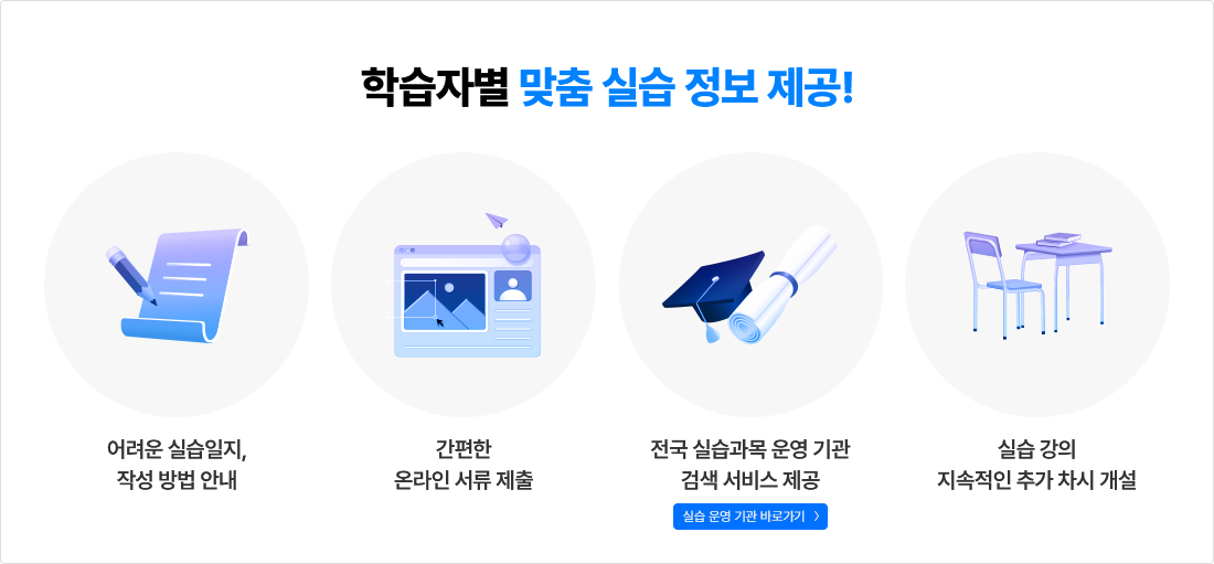 학습자별 맞춤 실습 정보 제공!