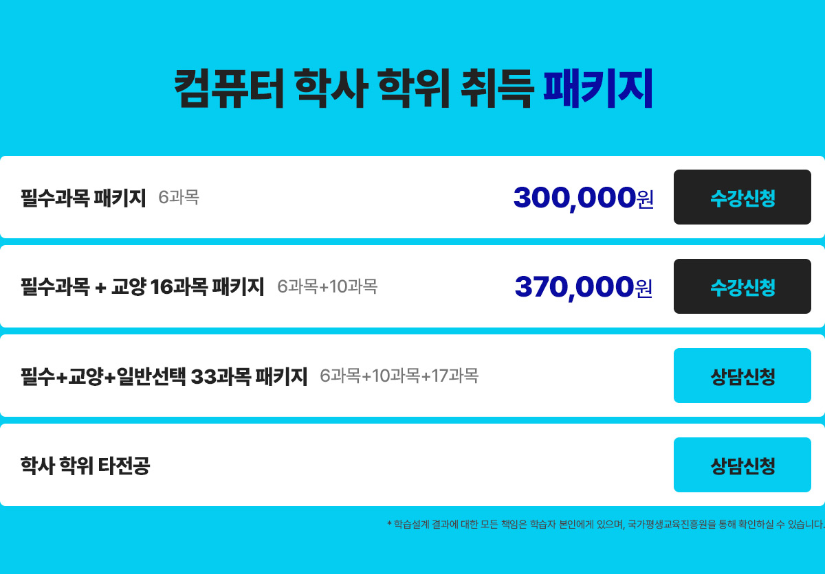 컴퓨터 학사 학위 취득 패키지